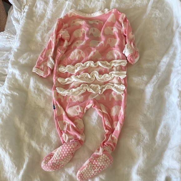 Kickee Pants pink elephant one piece 0-3 months - Picture 10 of 11